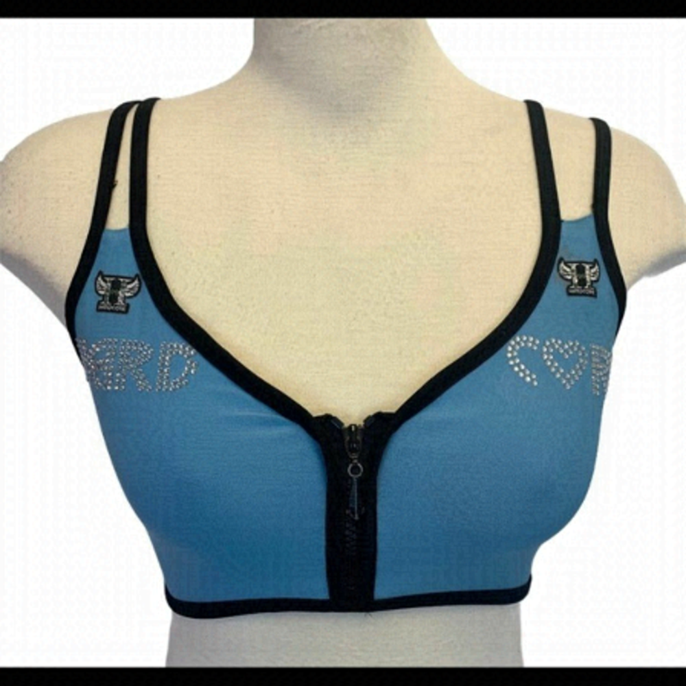 Hard Core blue gym sports bra size small